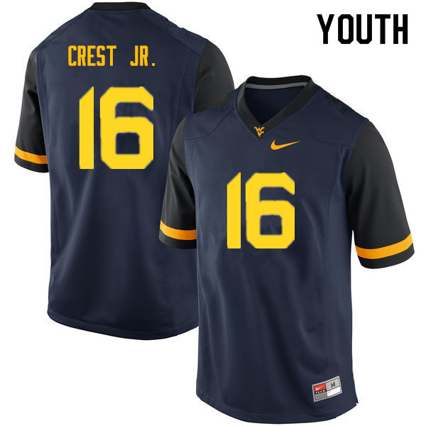 NCAA Youth William Crest Jr. West Virginia Mountaineers Navy #16 Nike Stitched Football College Authentic Jersey OC23G08VS
